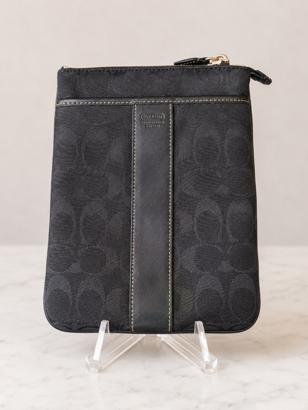 Coach vintage Black signature design crossbody clutch wallet